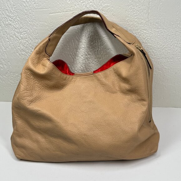 Kate Spade Mansfield Juniper Hobo Shoulder Bag Beige Leather Dual Zip Slouchy - Picture 2 of 16